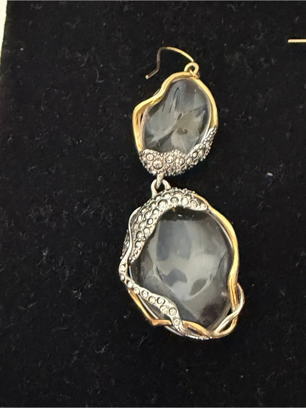 Alexis Bittar Two-Tone Lucite Stand & crystal Drop Earrings - Gold & Silver
